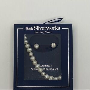 Belk Silverworks Cultured Pearl Necklace Earrings